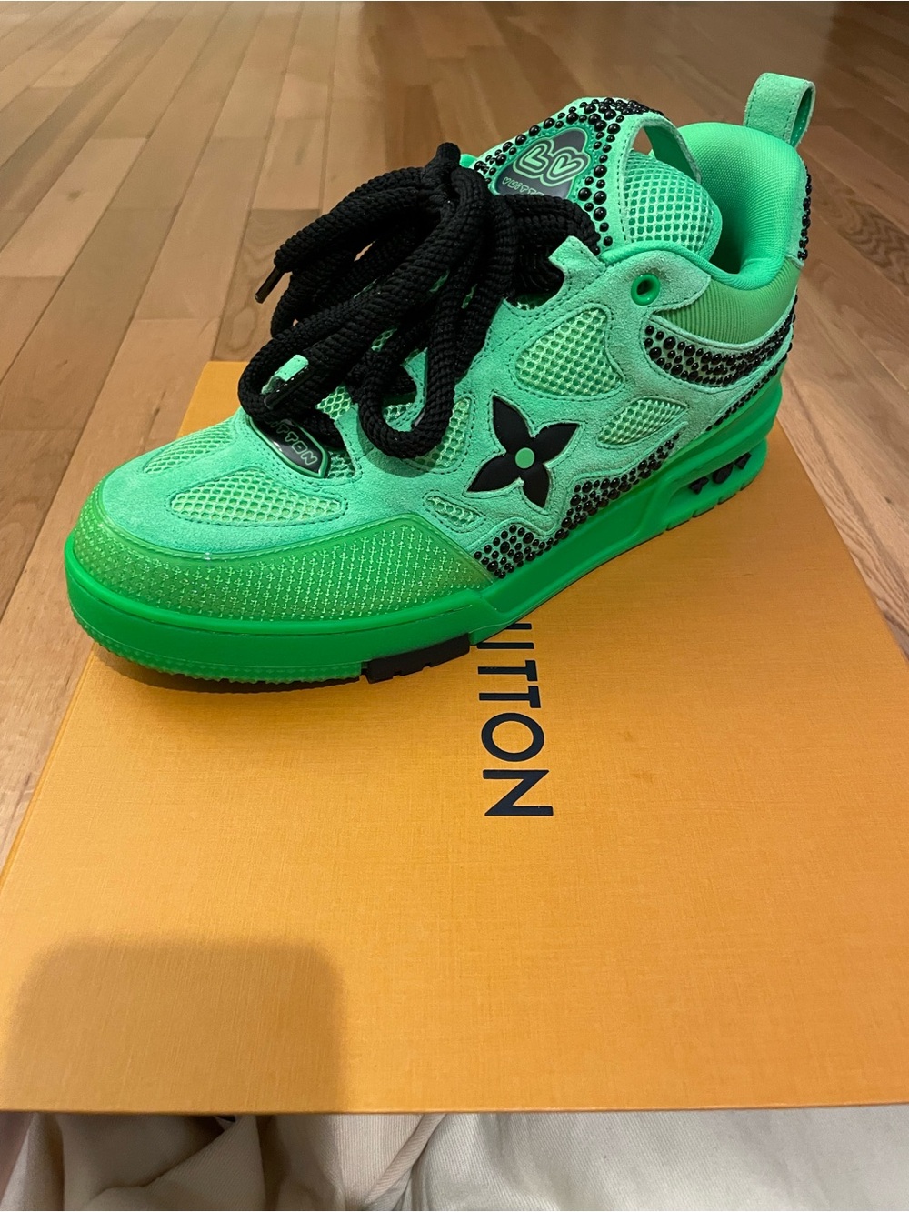 Louis Vuitton Green and Black LV Trainer Sneaker